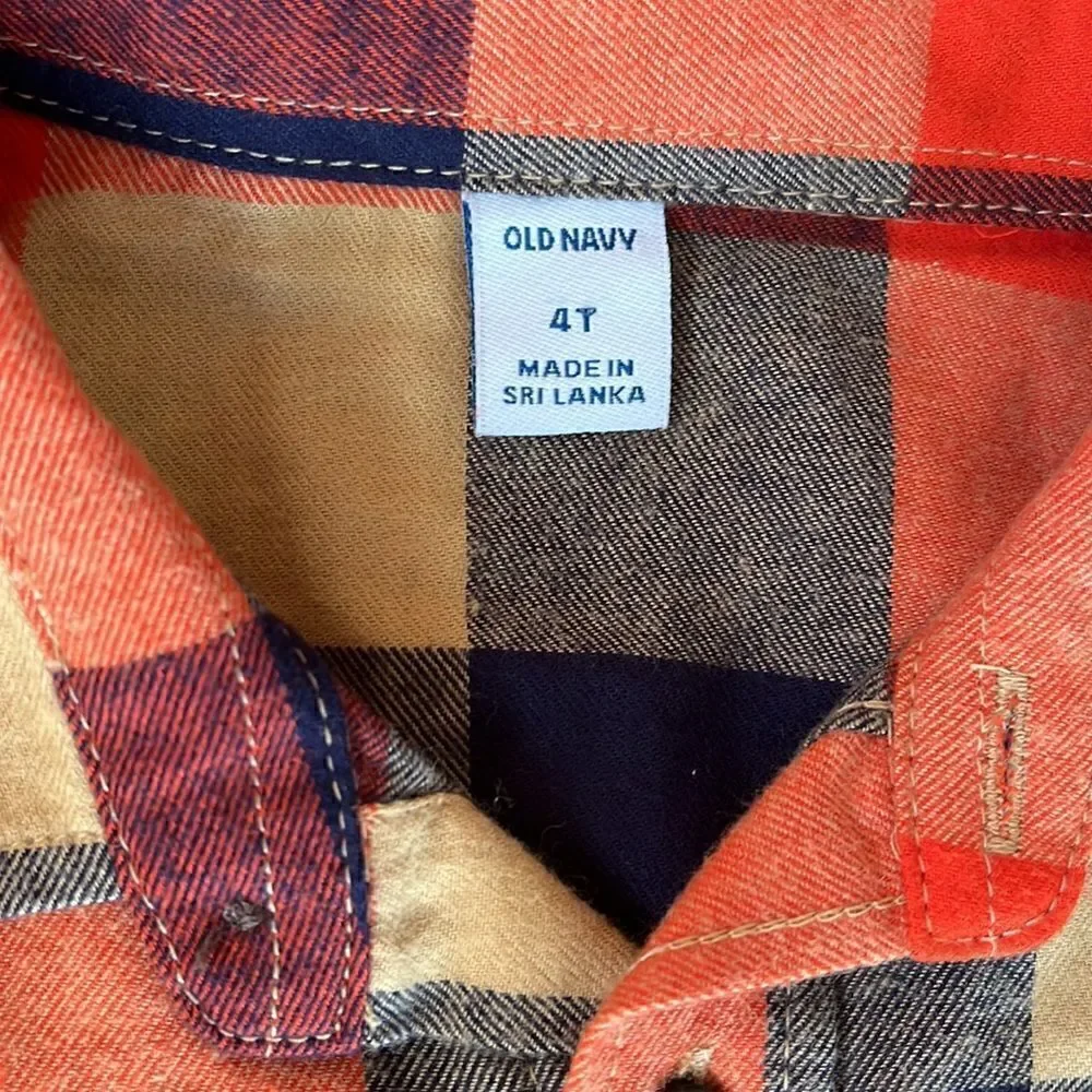 Old Navy Boys Orange Plaid Shirt